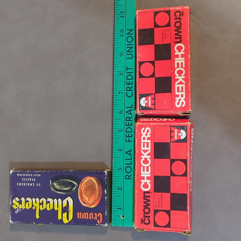 Vintage lot Whitman Crown self stacking plastic checkers 3 boxes of 24 from 1969 - Picture 11 of 11